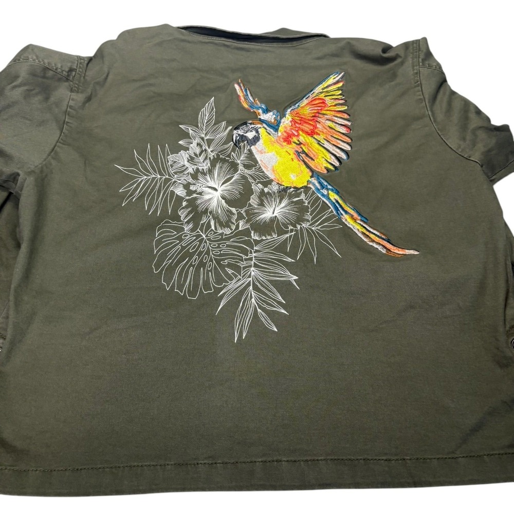 NWT Express Utility Jacket L Olive Green Embroidered Parrot Lace-Up Military New - Picture 8 of 8